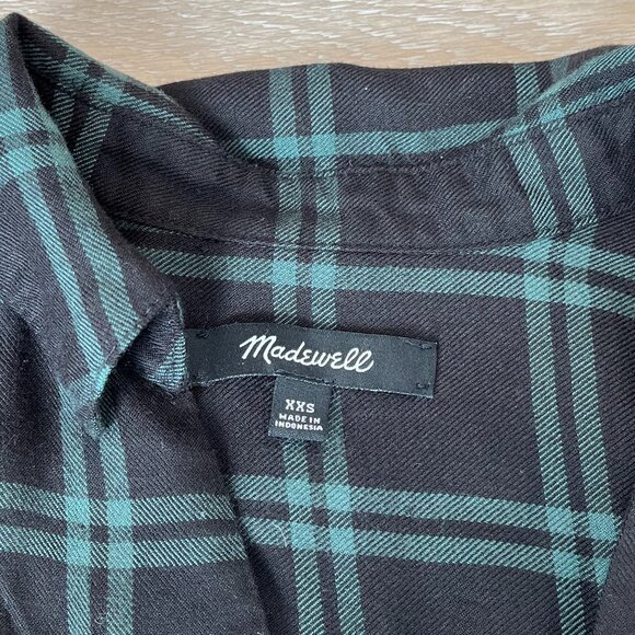 Like New Madewell Black & Green Botton Down Shirt - Size XXS - Picture 4 of 4